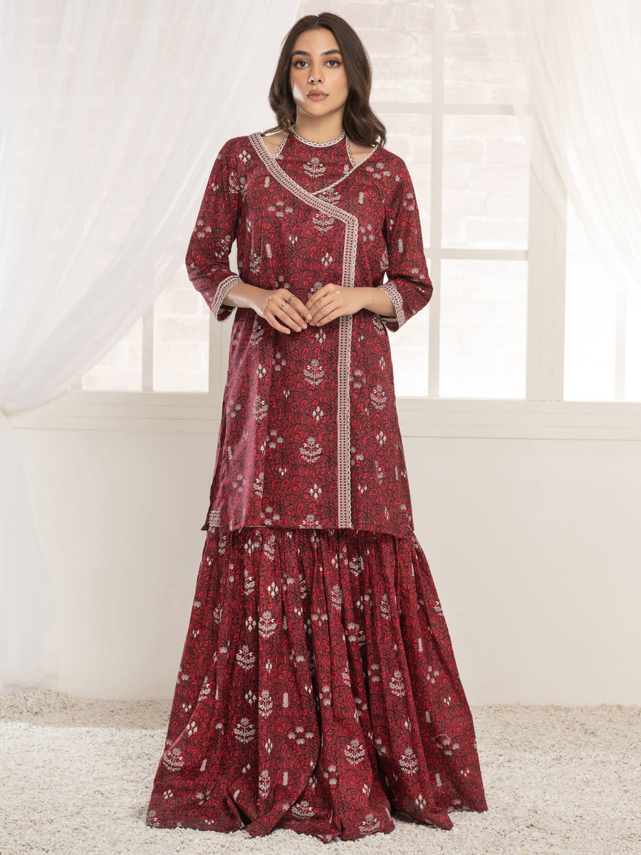 LimeLight Summer Unstitched Printed Lawn 1 Piece Shirt U2820 Red