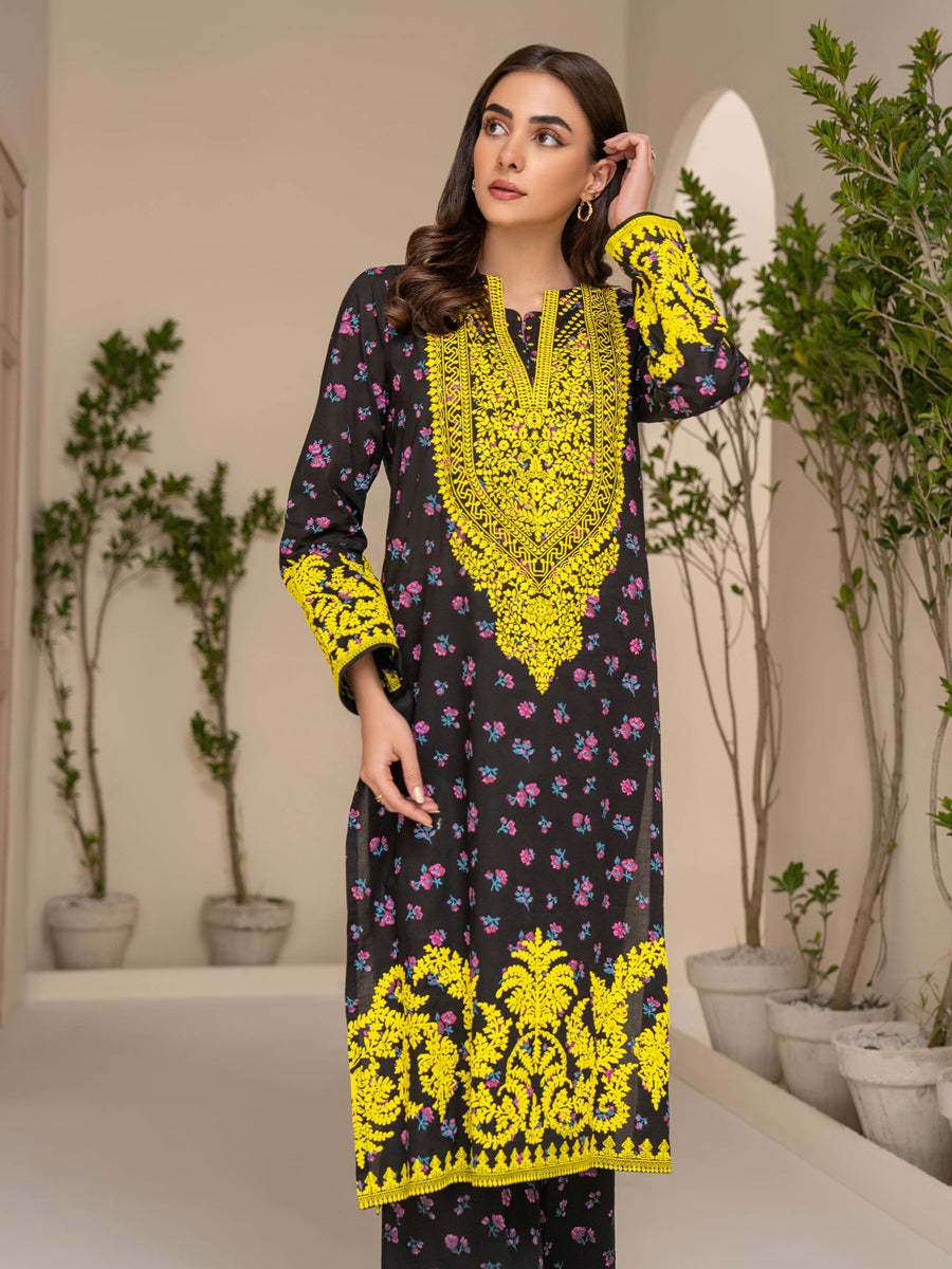 Limelight Summer Unstitched Printed Lawn 2Pc Suit U2888 Black