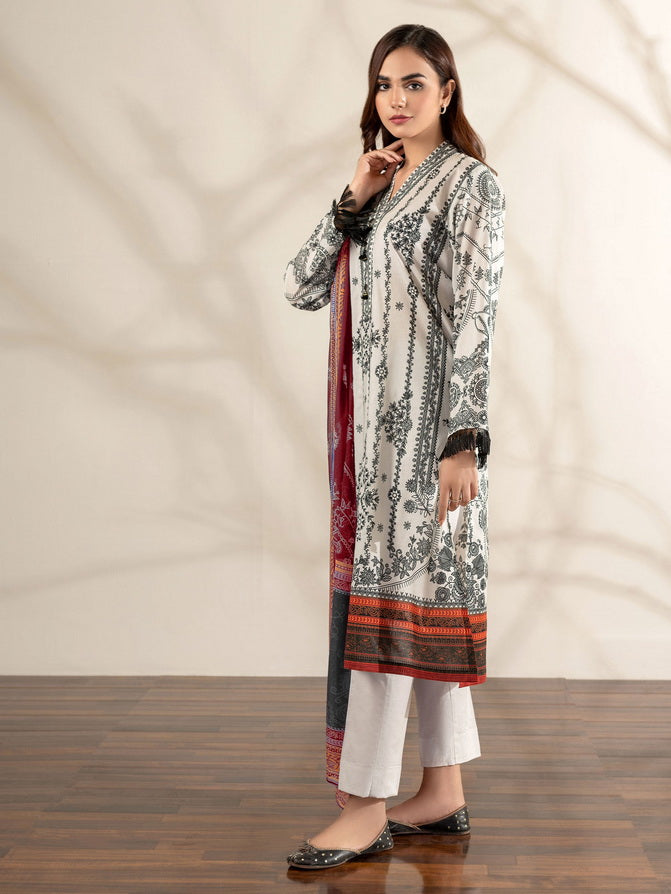 Limelight Summer Unstitched Printed Lawn 3Pc Suit U2911 Off White