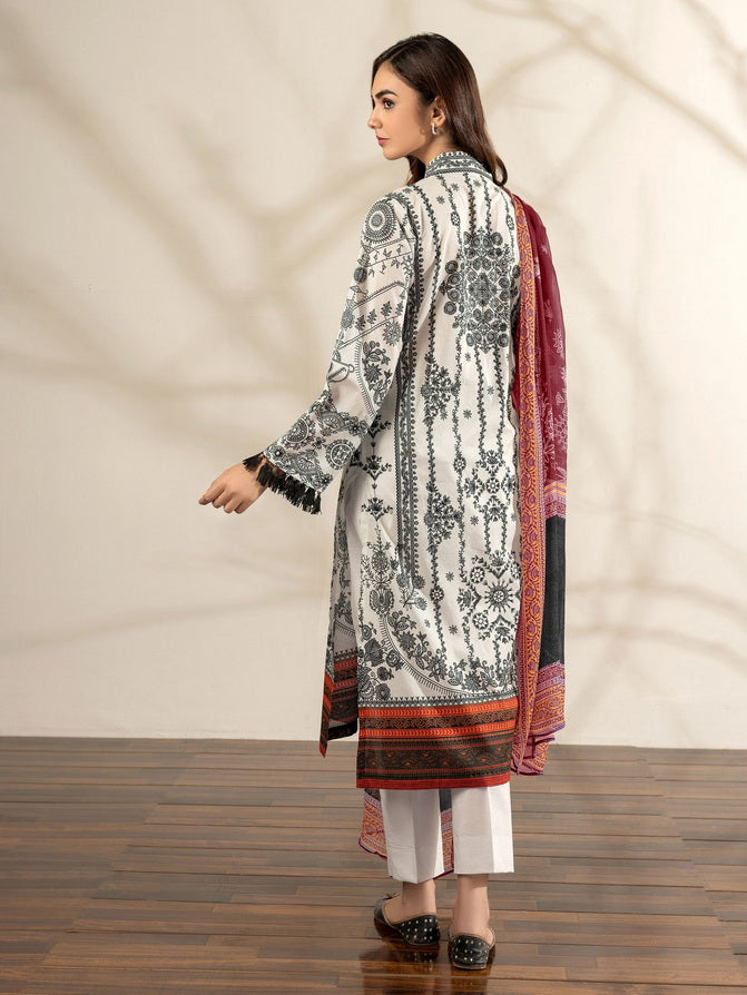 Limelight Summer Unstitched Printed Lawn 3Pc Suit U2911 Off White