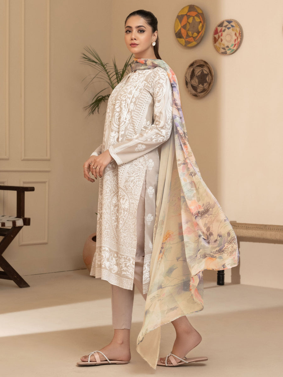 LimeLight Vol-03 Summer Unstitched Printed Lawn 3Pc Suit U2948 Beige
