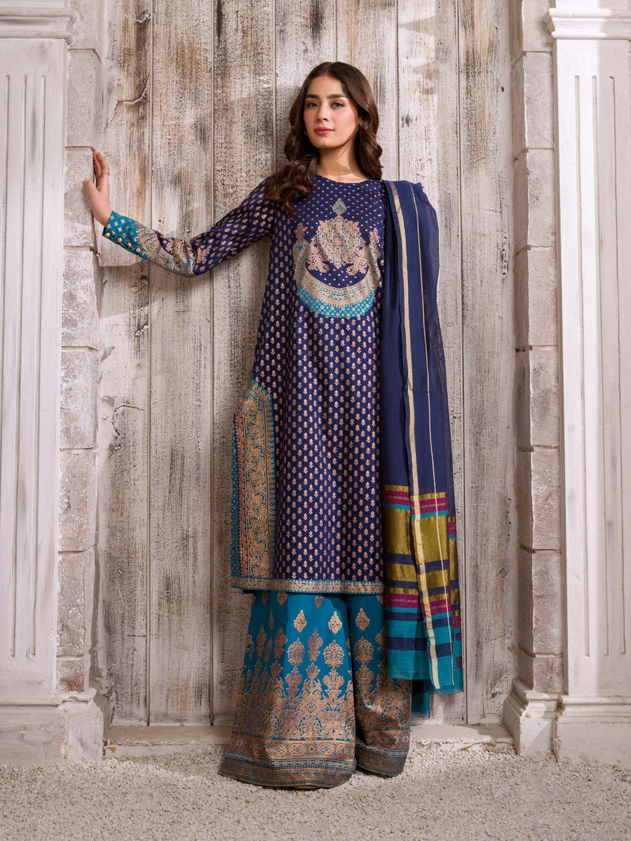Limelight Summer Unstitched Paste Printed Lawn 3Pc Suit U2950 Navy