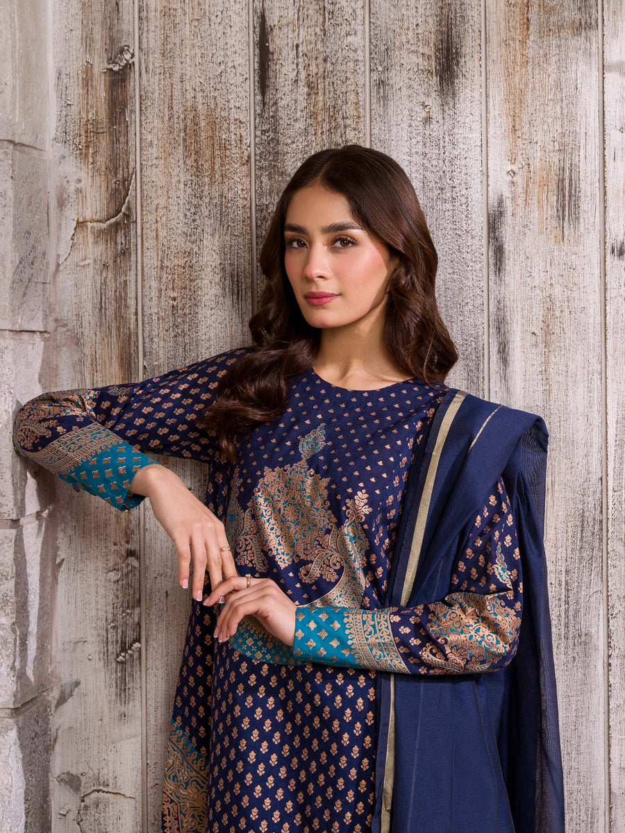Limelight Summer Unstitched Paste Printed Lawn 3Pc Suit U2950 Navy