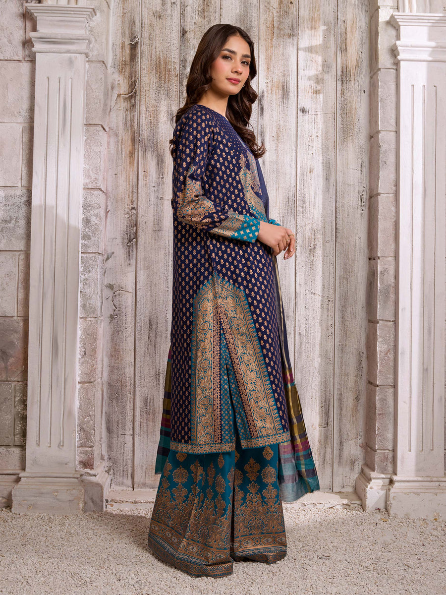Limelight Summer Unstitched Paste Printed Lawn 3Pc Suit U2950 Navy
