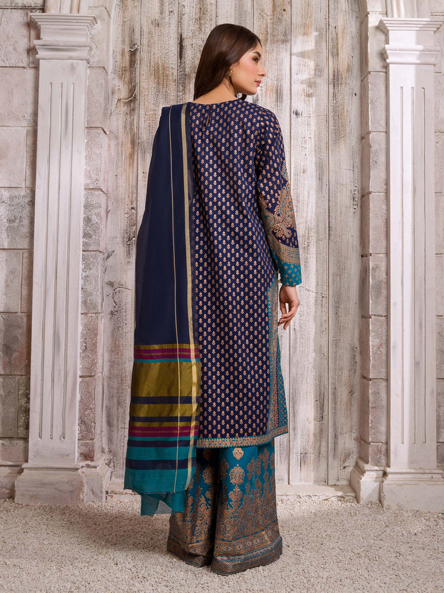 Limelight Summer Unstitched Paste Printed Lawn 3Pc Suit U2950 Navy