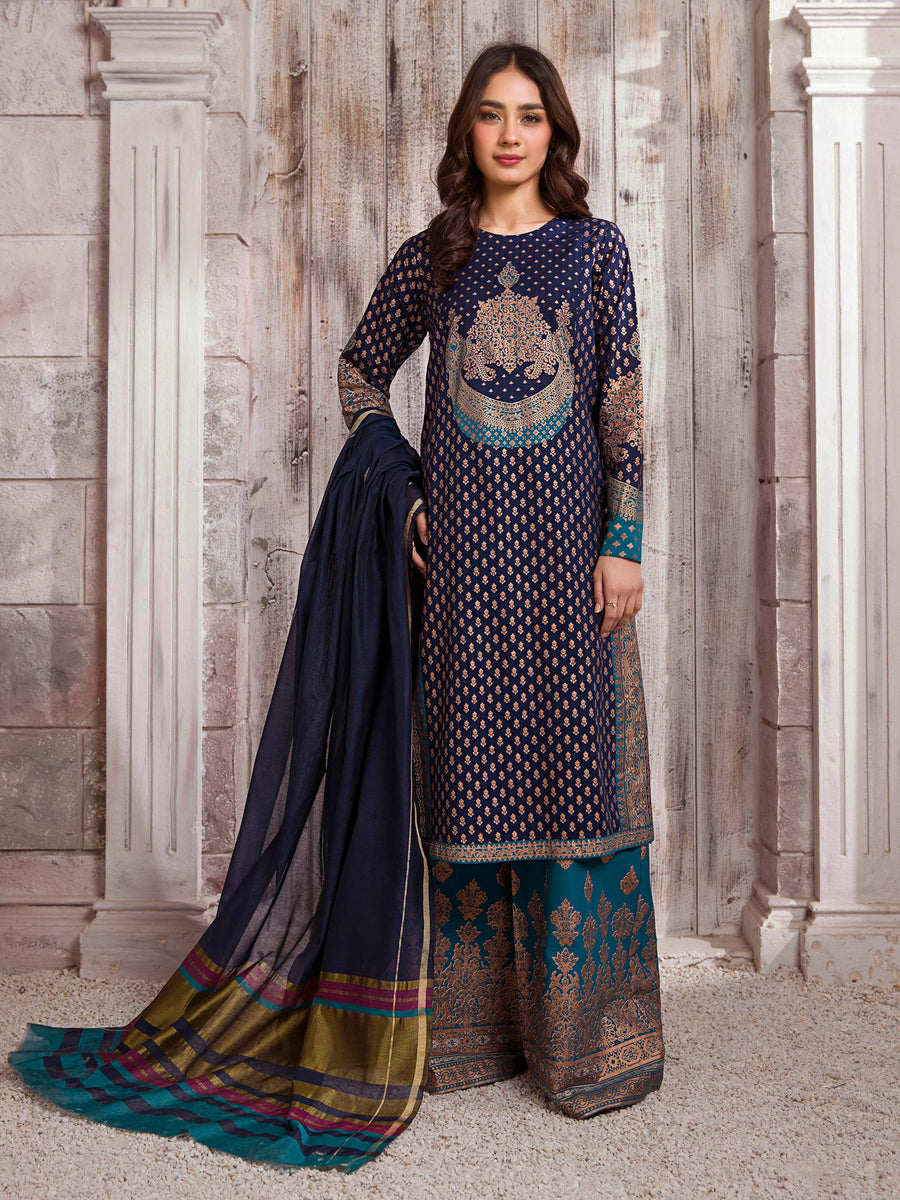 Limelight Summer Unstitched Paste Printed Lawn 3Pc Suit U2950 Navy