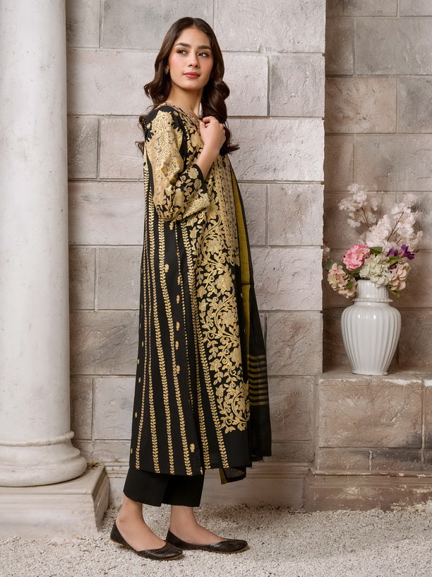 Limelight Summer Unstitched Paste Printed Lawn 2Pc Suit U2969 Black