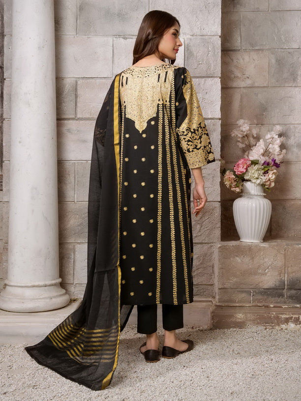 Limelight Summer Unstitched Paste Printed Lawn 2Pc Suit U2969 Black