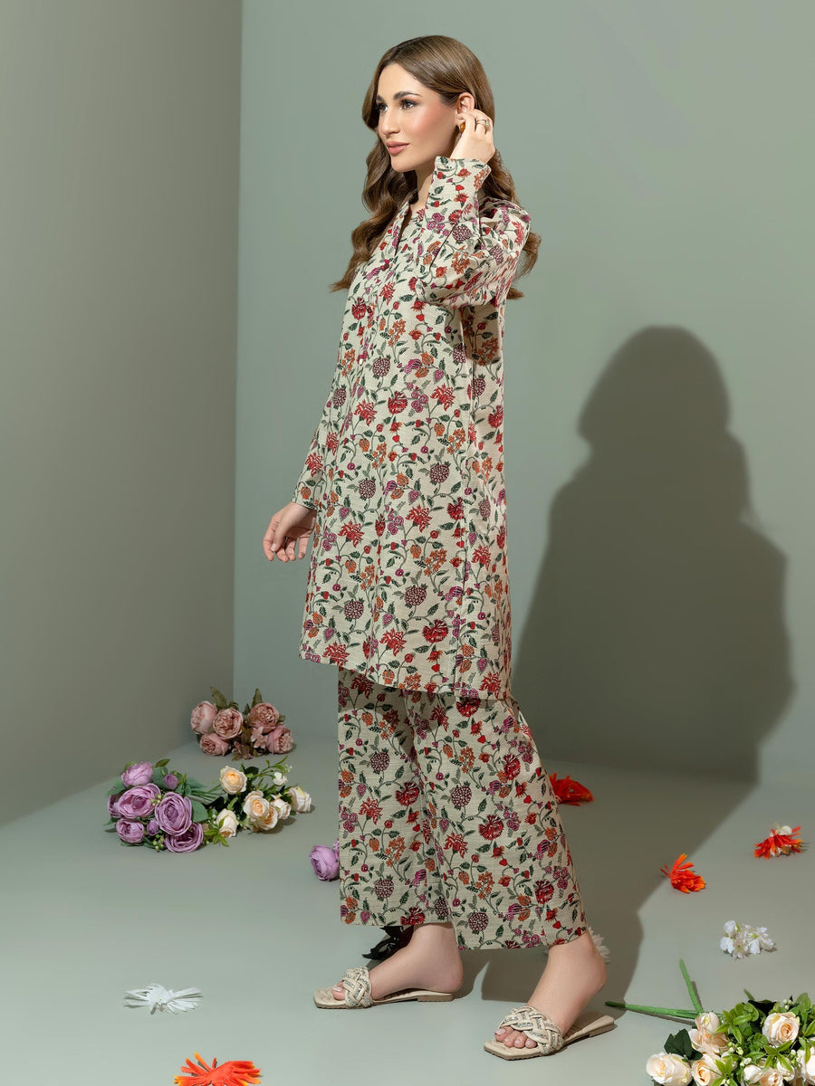 Limelight Winter Unstitched Printed Khaddar Single Shirt U3084 Beige