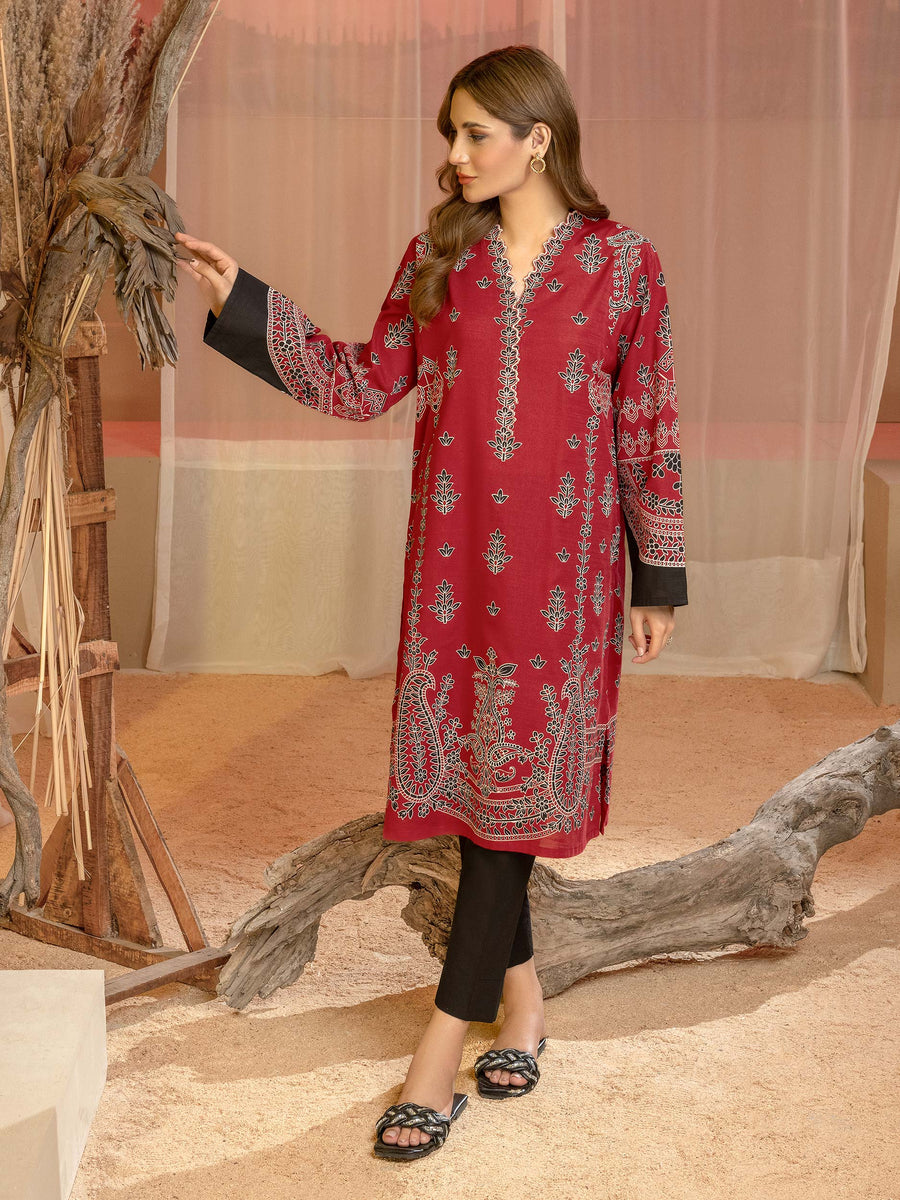 Limelight Winter Unstitched Printed Khaddar Single Shirt U3085 Red
