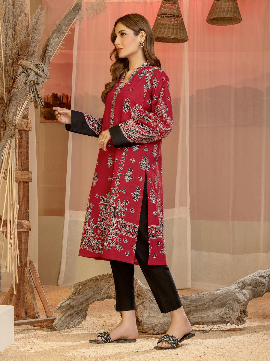Limelight Winter Unstitched Printed Khaddar Single Shirt U3085 Red