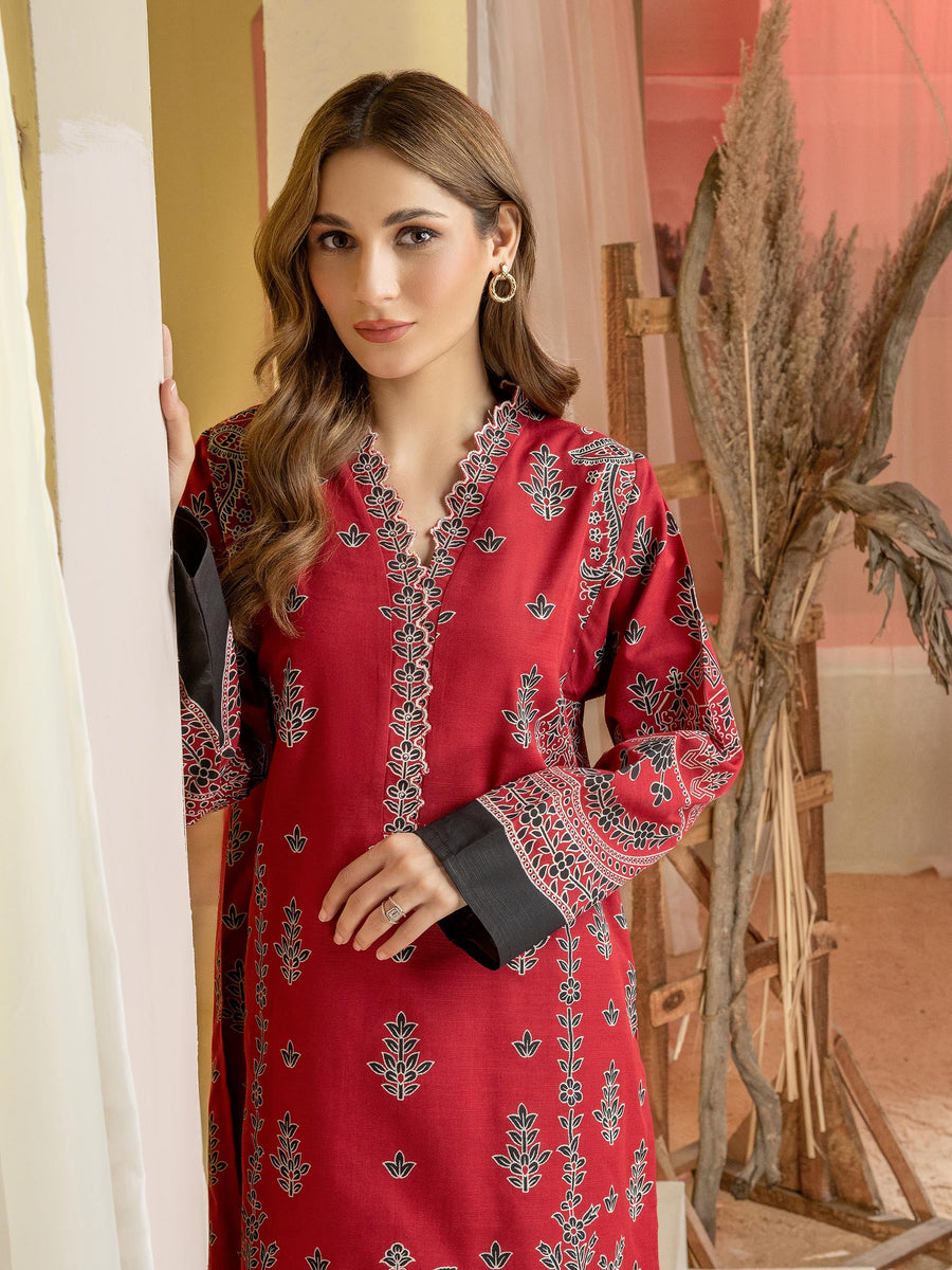 Limelight Winter Unstitched Printed Khaddar Single Shirt U3085 Red
