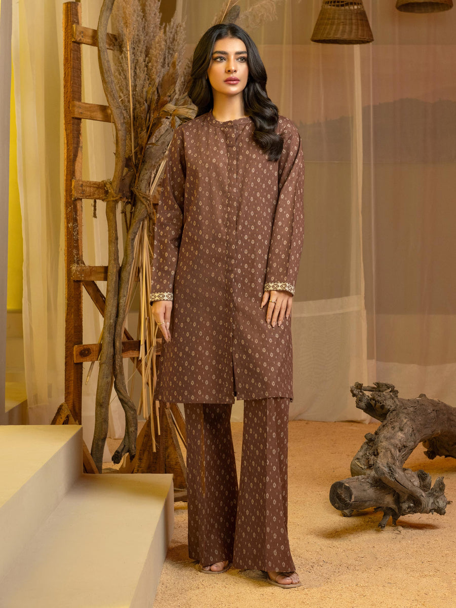 Limelight Winter Unstitched Printed Khaddar Single Shirt U3095 Brown