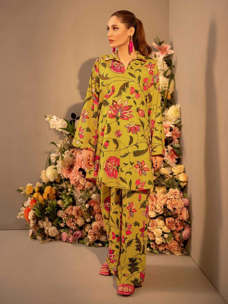 Limelight Winter Unstitched Printed Khaddar Single Shirt U3098 Apple Green