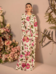 Limelight Winter Unstitched Printed Khaddar Single Shirt U3098 OFf White