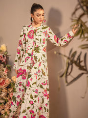 Limelight Winter Unstitched Printed Khaddar Single Shirt U3098 OFf White