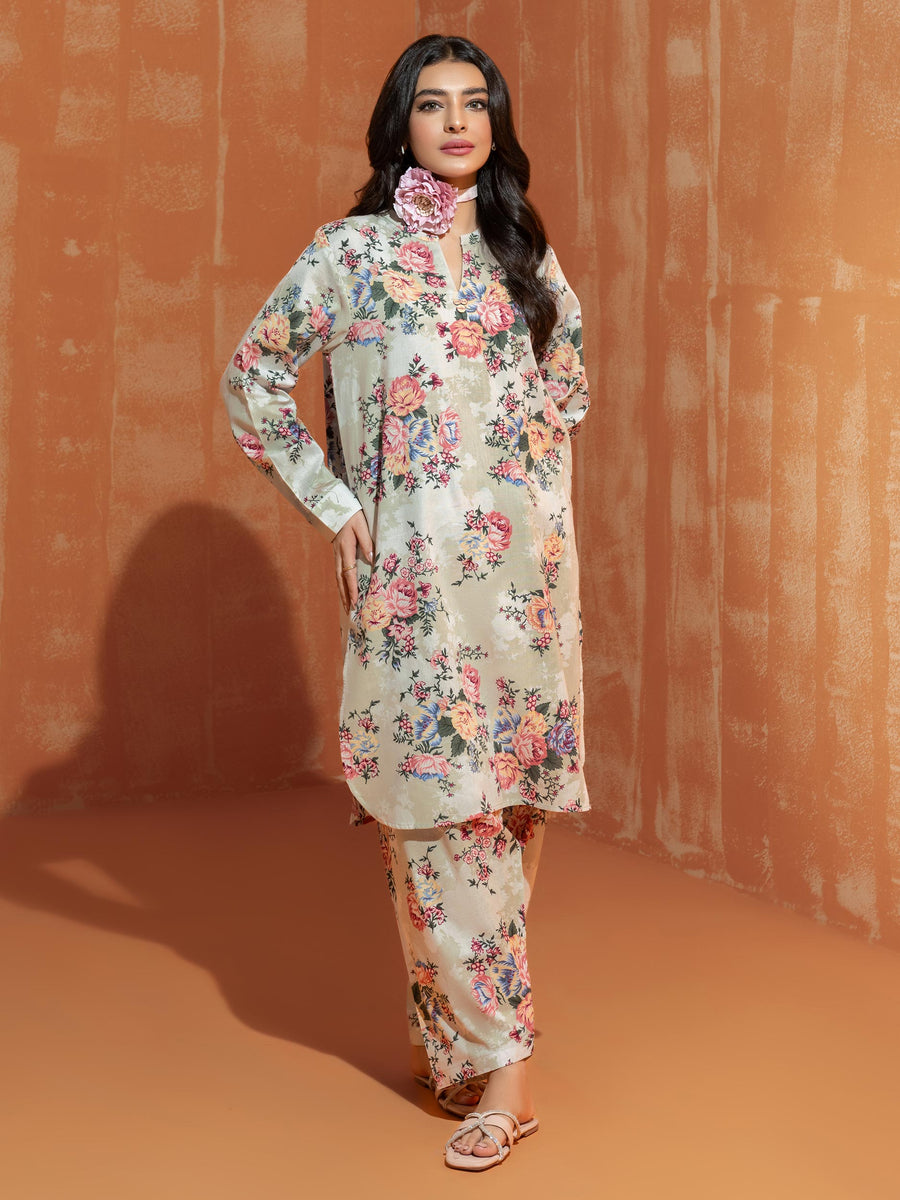 Limelight Winter Unstitched Printed Khaddar Single Shirt U3100 Grey