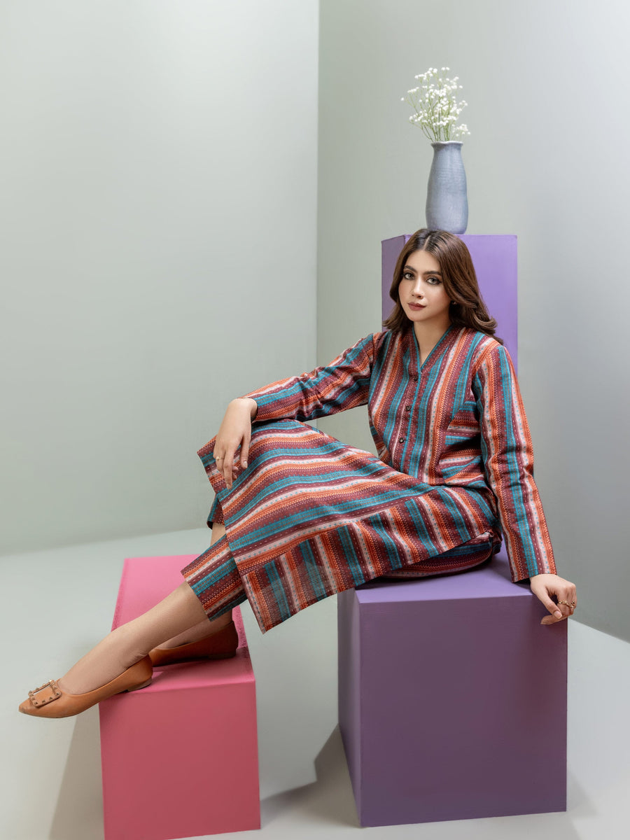 Limelight Winter Unstitched Printed Khaddar Single Shirt U3101 Brown