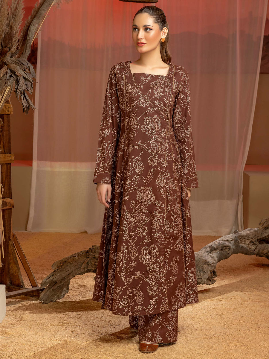 Limelight Winter Unstitched Printed Khaddar Single Shirt U3102 Brown
