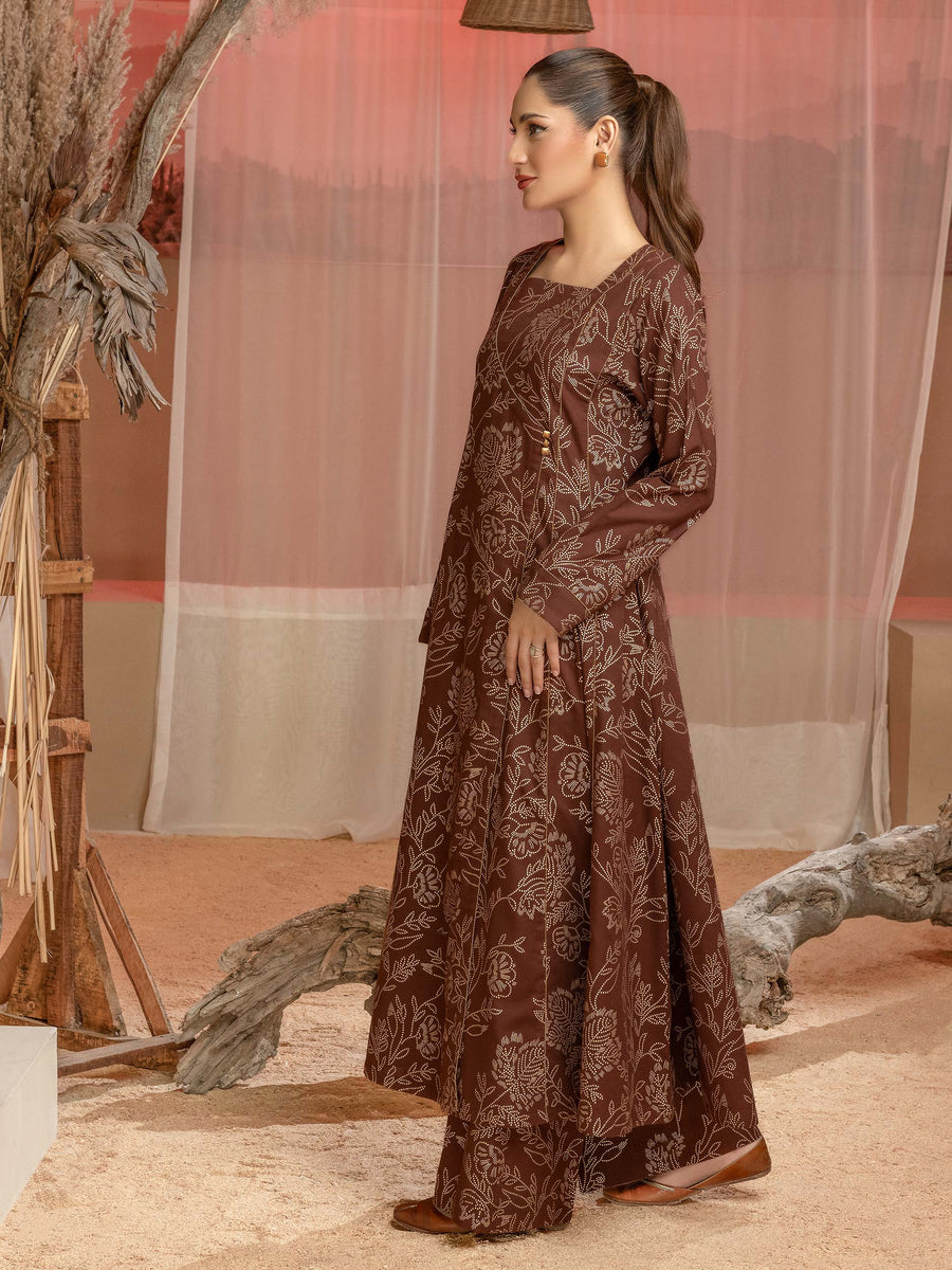 Limelight Winter Unstitched Printed Khaddar Single Shirt U3102 Brown