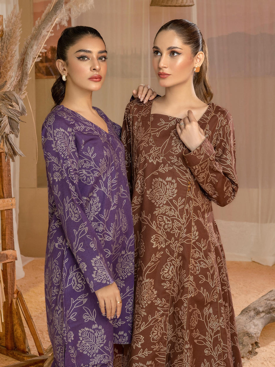 Limelight Winter Unstitched Printed Khaddar Single Shirt U3102 Brown