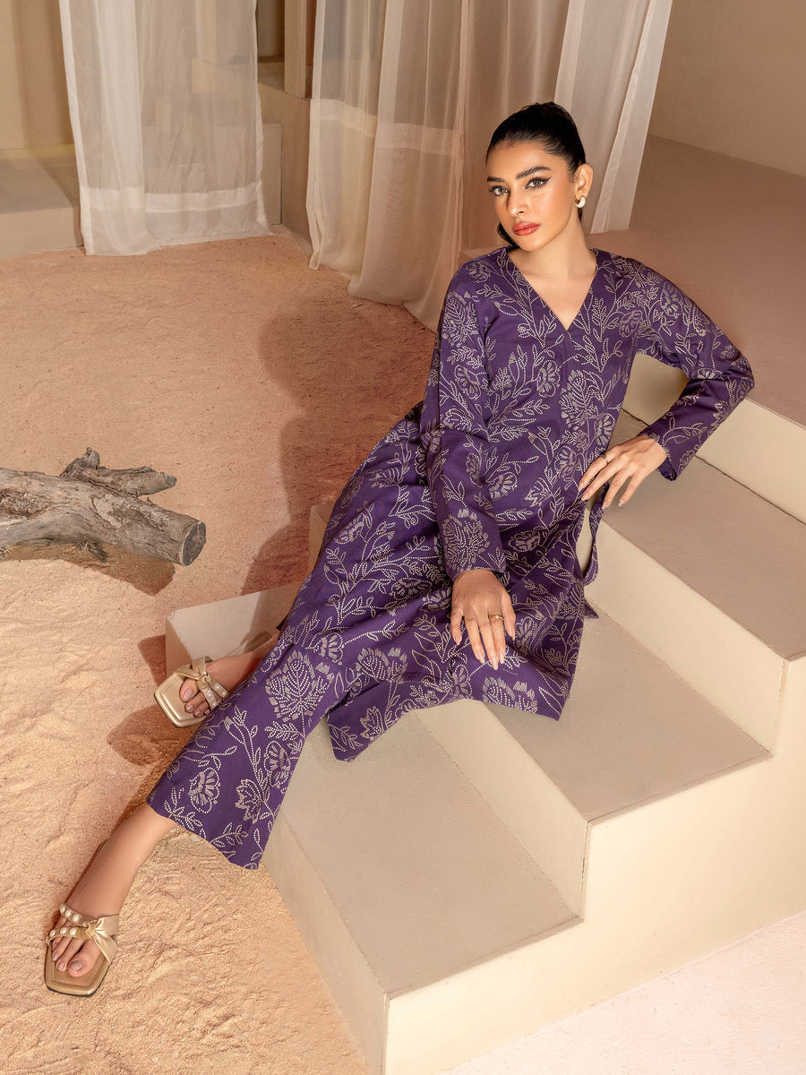 Limelight Winter Unstitched Printed Khaddar Single Shirt U3102 Purple