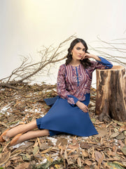 Limelight Winter Unstitched Printed Khaddar Single Shirt U3103 Blue