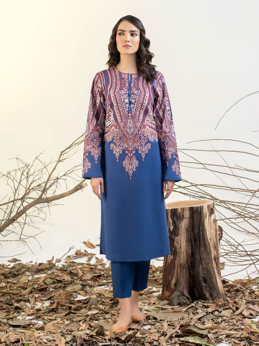 Limelight Winter Unstitched Printed Khaddar Single Shirt U3103 Blue