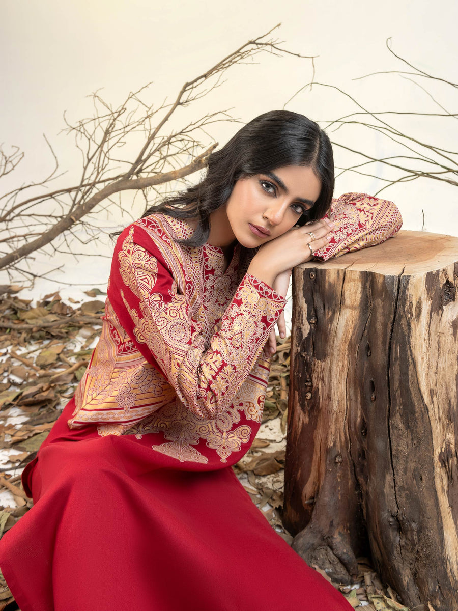 Limelight Winter Unstitched Printed Khaddar Single Shirt U3103 Red