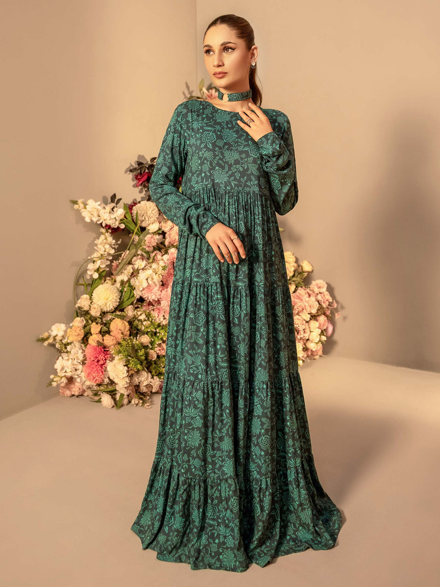 Limelight Winter Unstitched Printed Linen Single Shirt U3110 Green