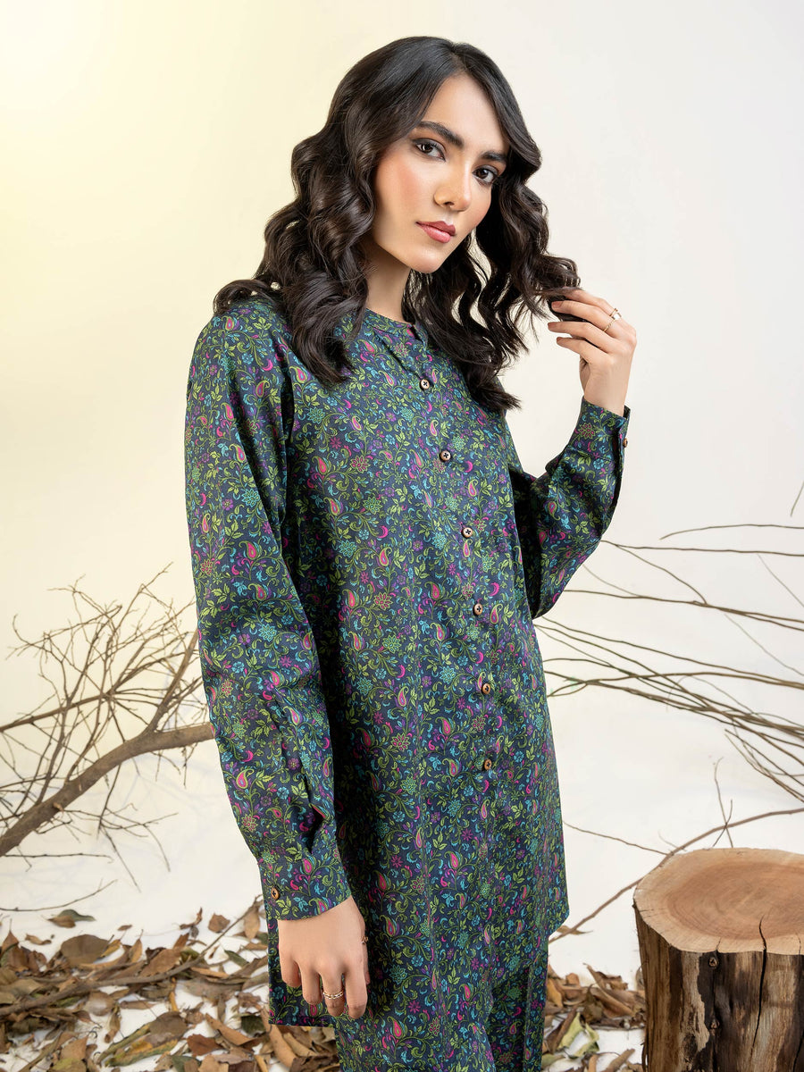 Limelight Winter Unstitched Printed Cotton Single Shirt U3112 Blue