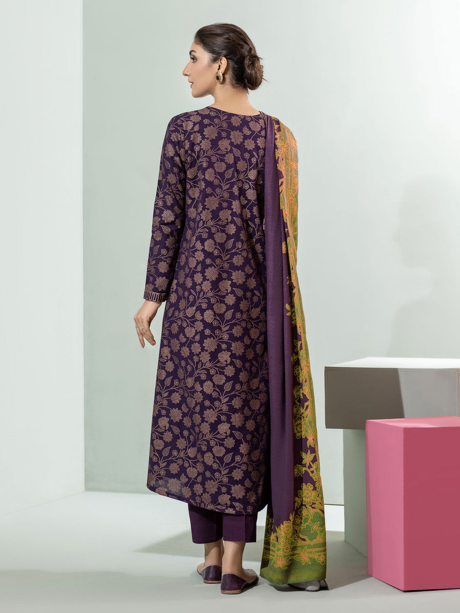 Limelight Winter Unstitched Printed Khaddar 2Pc Suit U3114 Purple