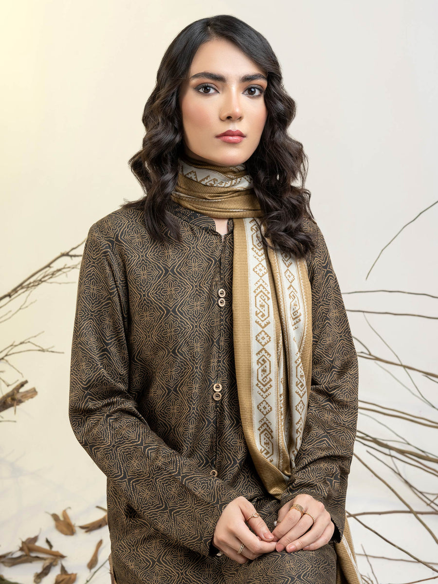 Limelight Winter Unstitched Printed Linen 2Pc Suit U3125 Black