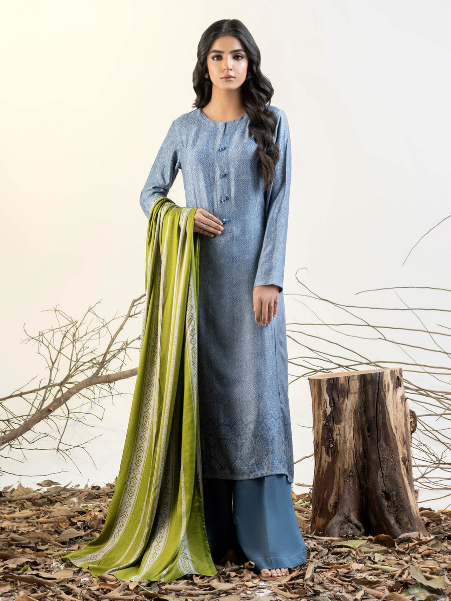 Limelight Winter Unstitched Printed Linen 2Pc Suit U3125 Blue