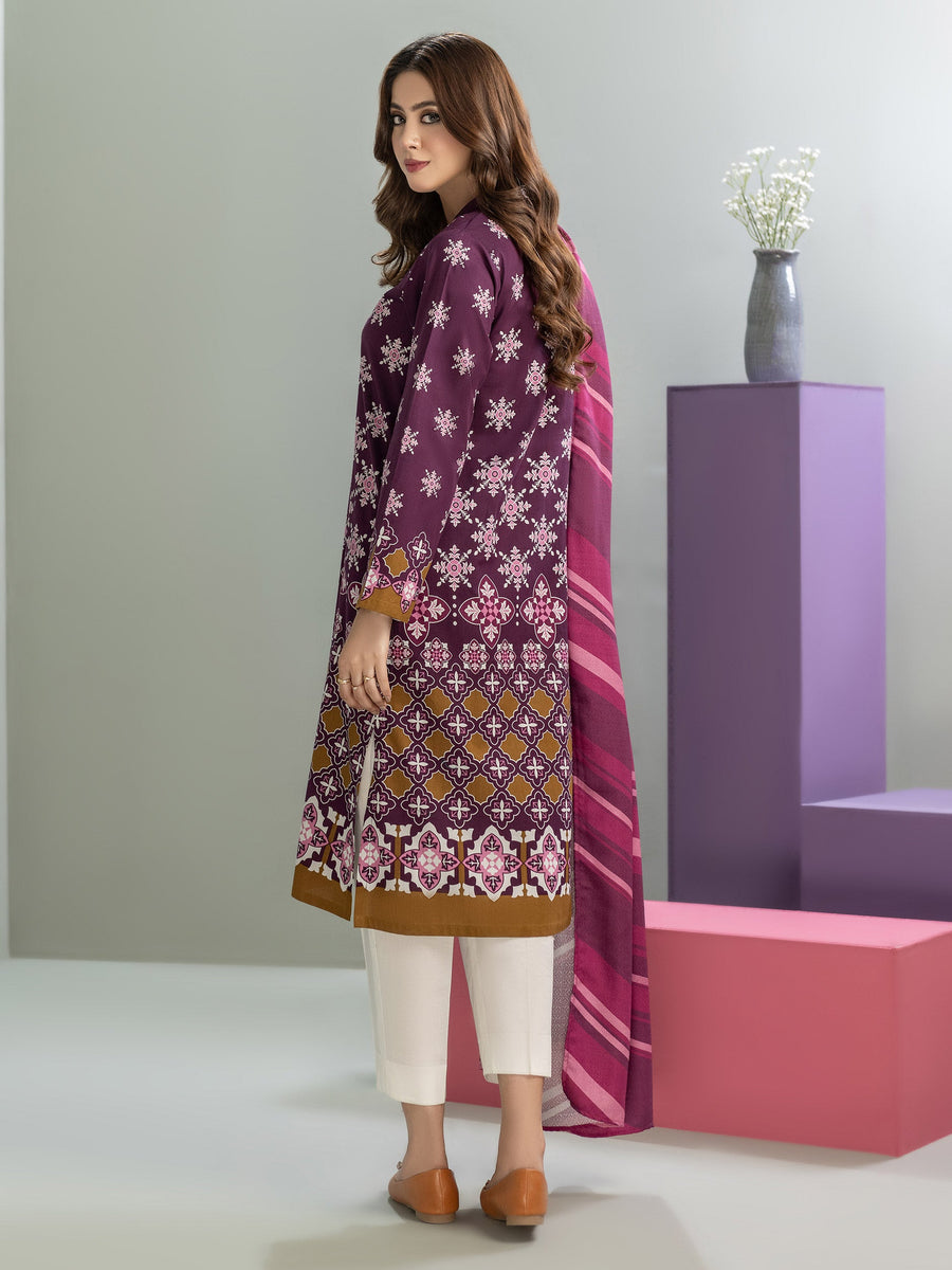 Limelight Winter Unstitched Printed Cotton 2Pc Suit U3126 Purple