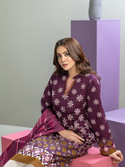 Limelight Winter Unstitched Printed Cotton 2Pc Suit U3126 Purple