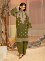 Limelight Winter Unstitched Printed Khaddar 2Pc Suit U3132 Olive Green
