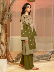 Limelight Winter Unstitched Printed Khaddar 2Pc Suit U3132 Olive Green