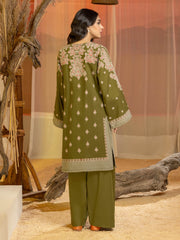 Limelight Winter Unstitched Printed Khaddar 2Pc Suit U3132 Olive Green