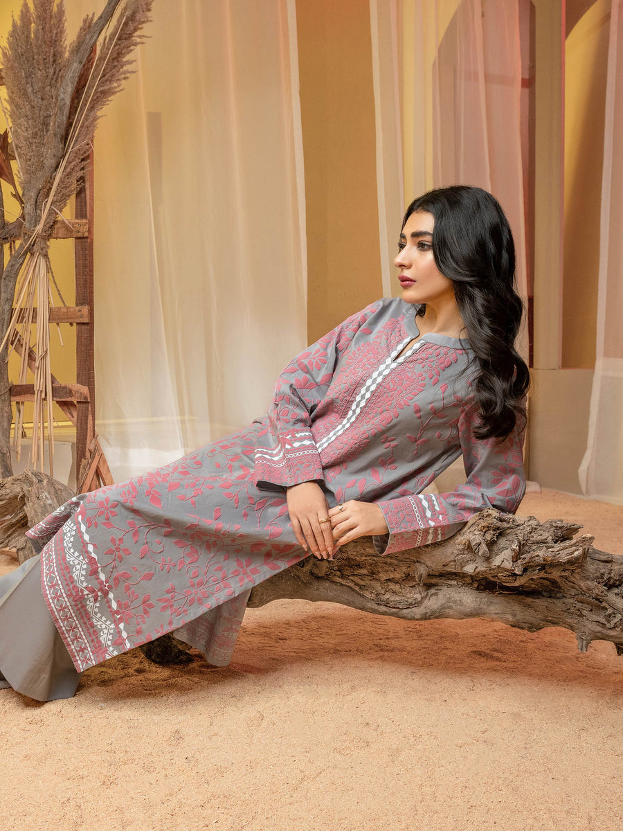 Limelight Winter Unstitched Printed Cotton 2Pc Suit U3138 Grey