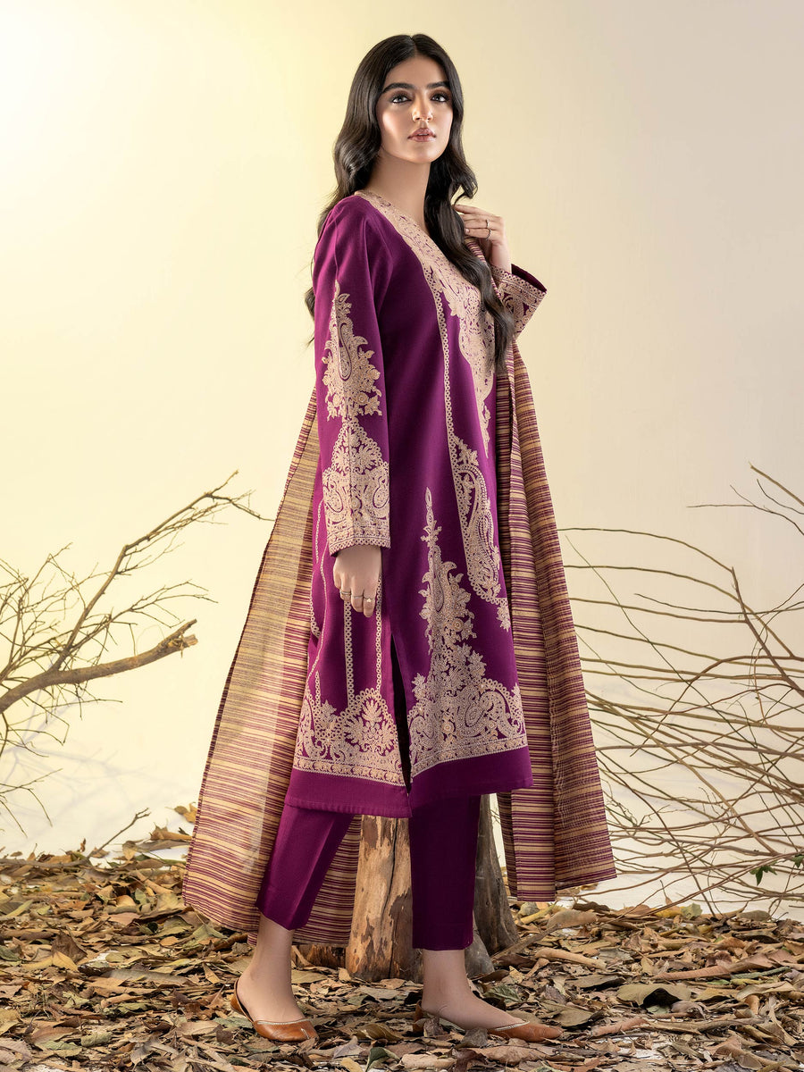 Limelight Winter Unstitched Printed Khaddar 3Pc Suit U3143 Magenta
