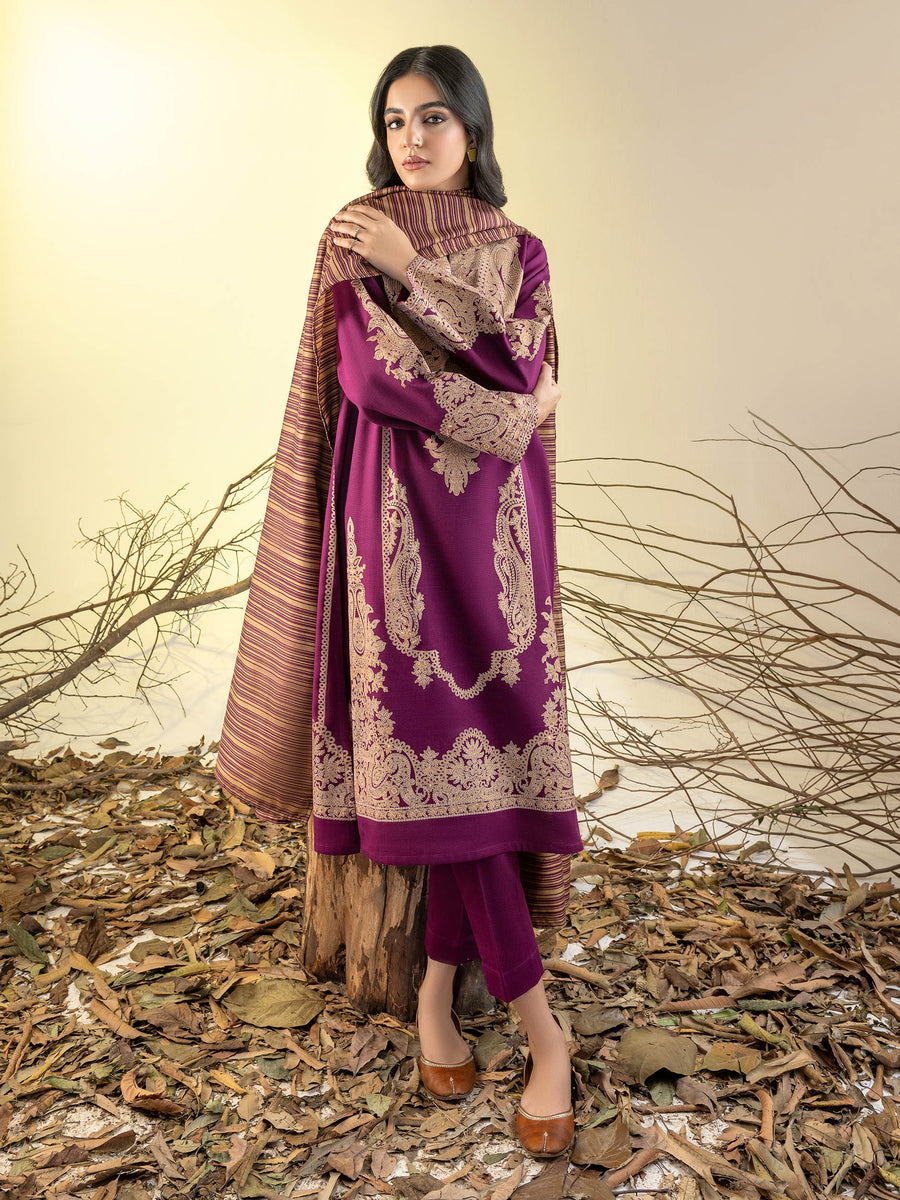 Limelight Winter Unstitched Printed Khaddar 3Pc Suit U3143 Magenta
