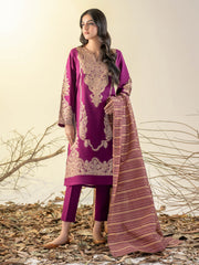 Limelight Winter Unstitched Printed Khaddar 3Pc Suit U3143 Magenta