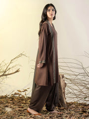 Limelight Winter Unstitched Printed Linen 3Pc Suit U3152 Brown