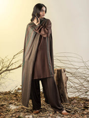Limelight Winter Unstitched Printed Linen 3Pc Suit U3152 Brown