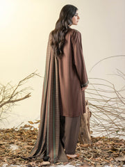 Limelight Winter Unstitched Printed Linen 3Pc Suit U3152 Brown