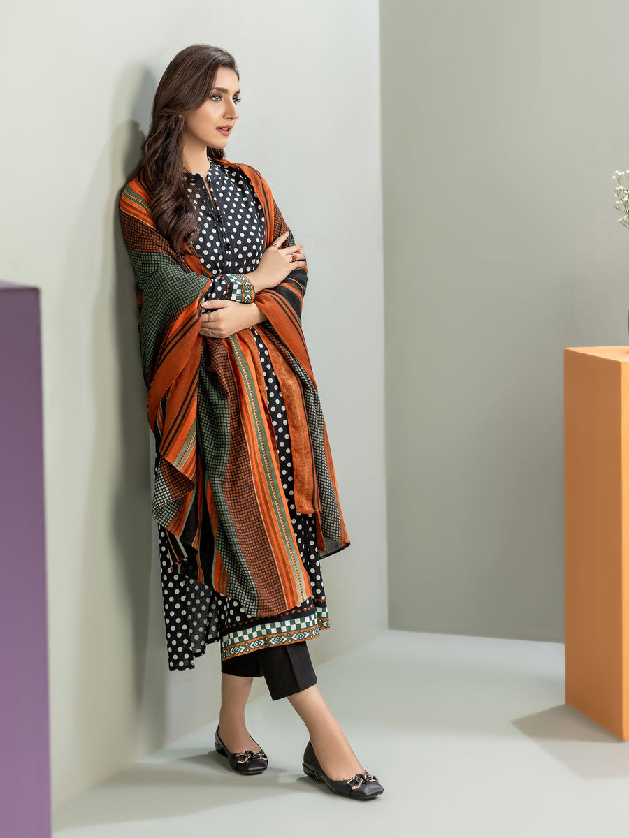 Limelight Winter Unstitched Printed Khaddar 2Pc Suit U3237 Black