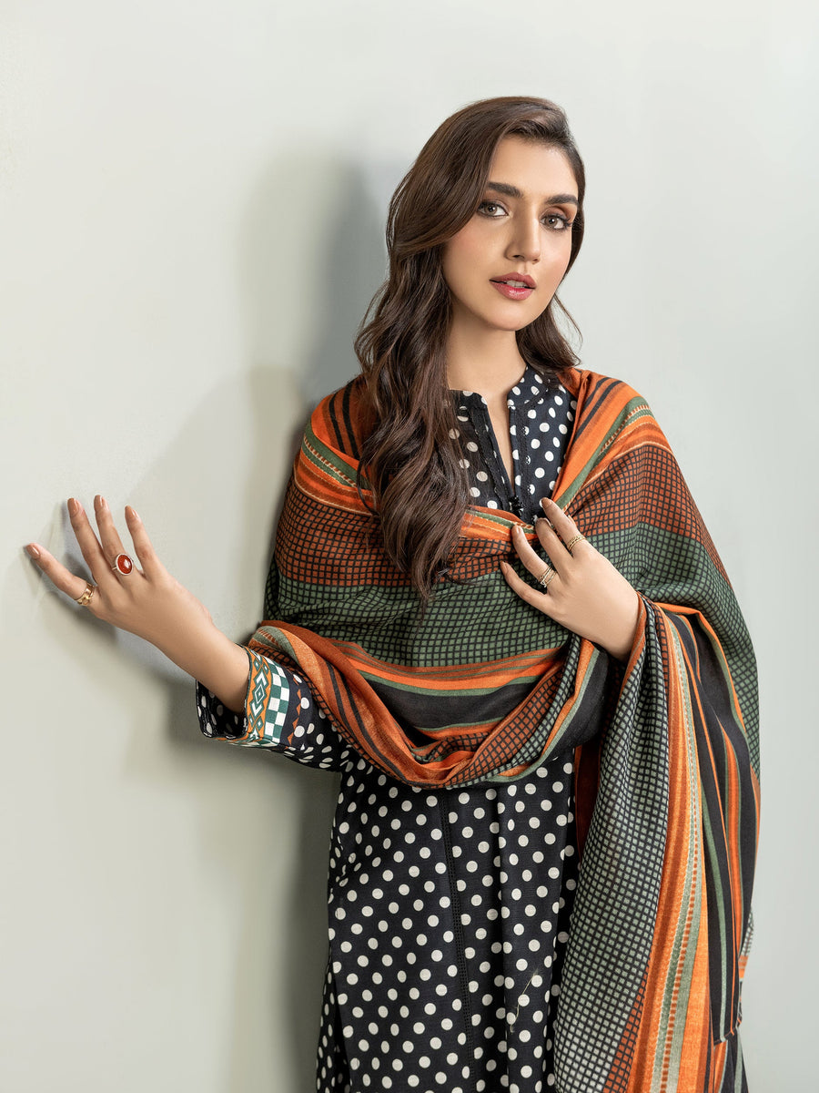 Limelight Winter Unstitched Printed Khaddar 2Pc Suit U3237 Black