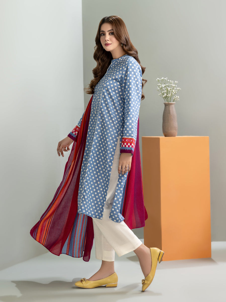 Limelight Winter Unstitched Printed Khaddar 2Pc Suit U3237 Blue