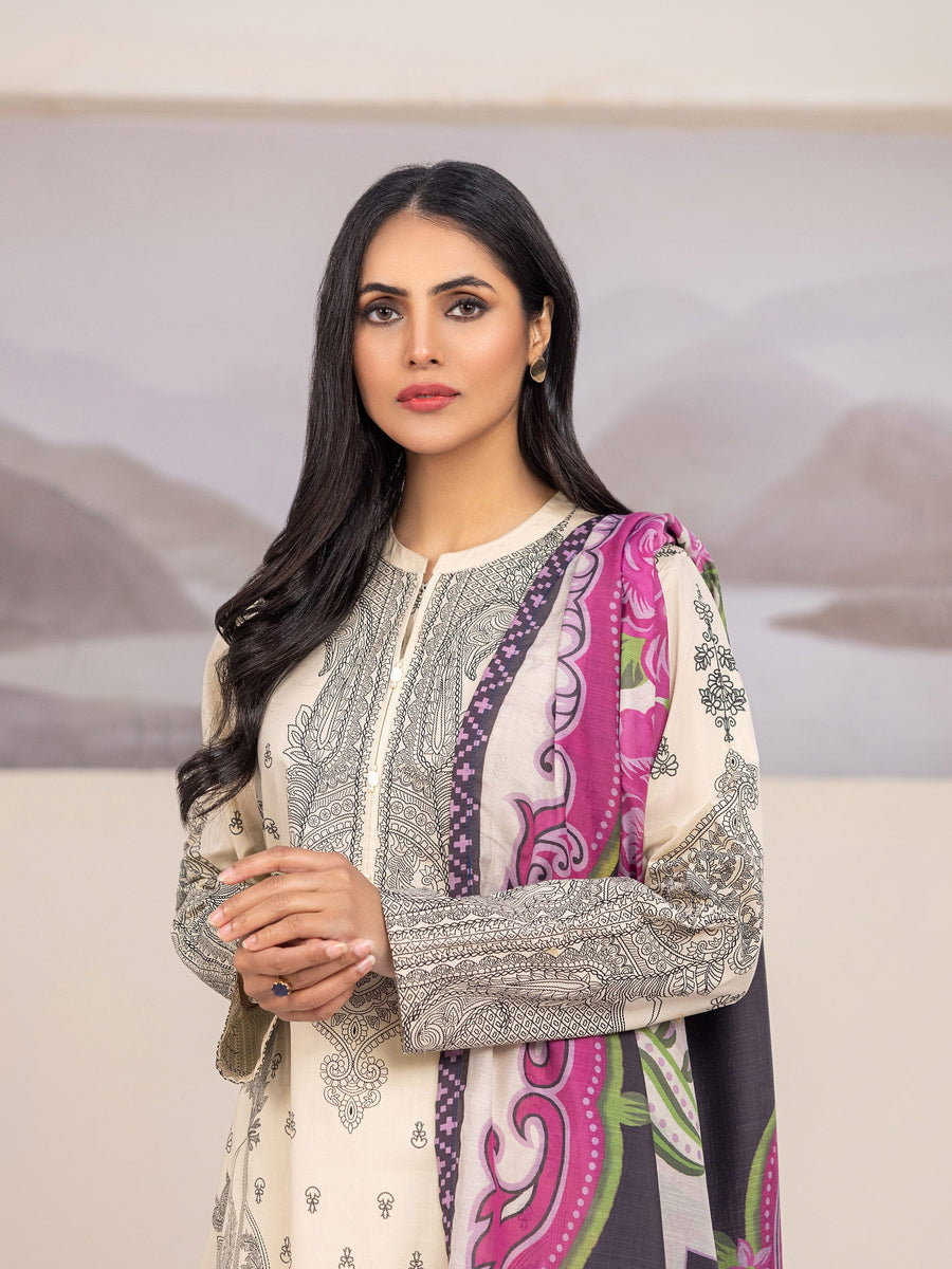 Limelight Summer Unstitched Printed Lawn 2Pc Suit U3344 Beige